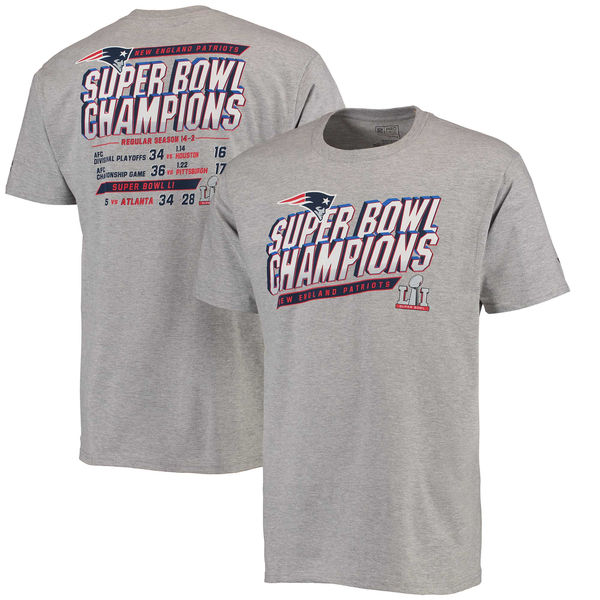 New England Patriots Pro Line by Fanatics Branded Super Bowl LI Champions Schedule T-Shirt - Heathered Gray